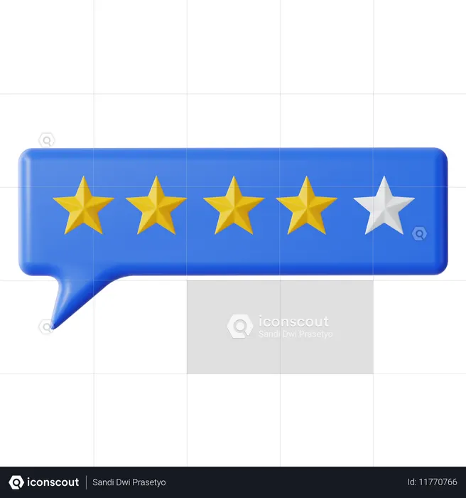 Chat de revisión de cuatro estrellas  3D Icon