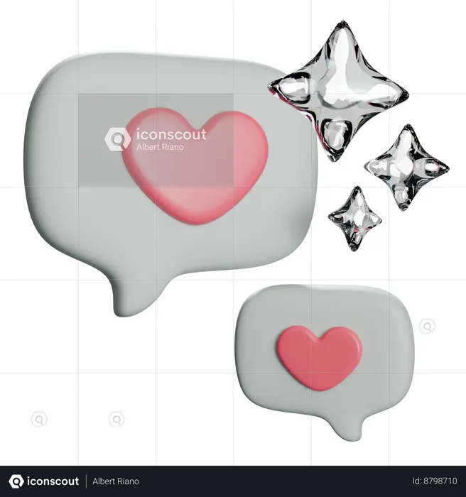 Chat Heart  3D Icon