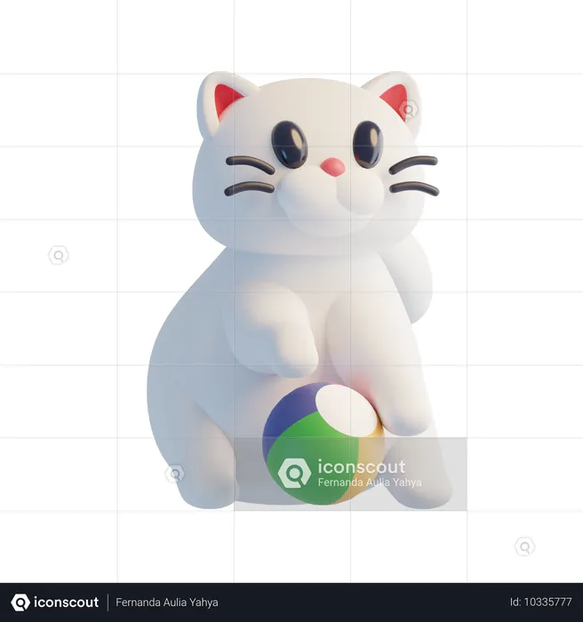 Chat jouant avec un ballon  3D Icon