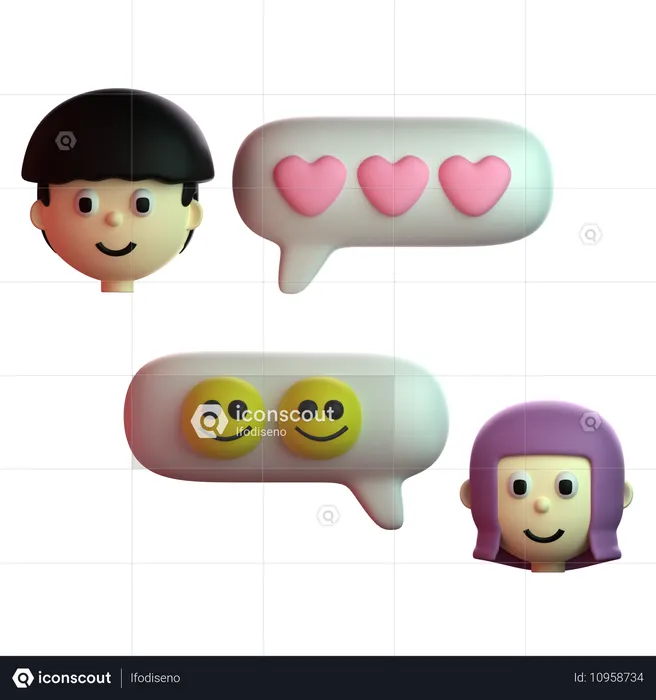 Chat Love  3D Icon