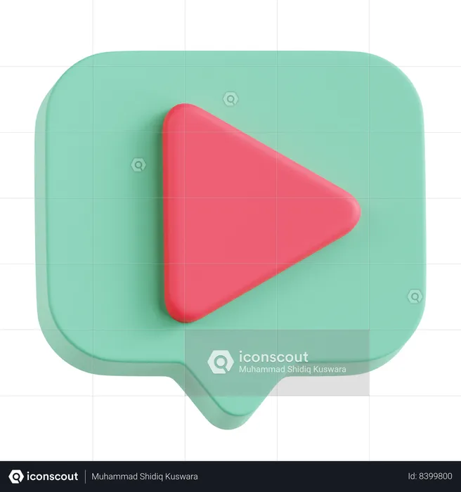 Chat Square Video  3D Icon