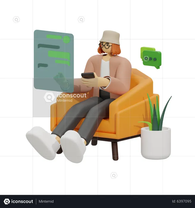 Chatting in Comfort  3D Illustration