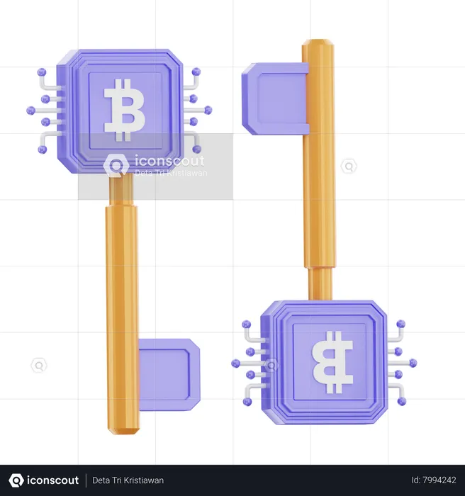 Chave de criptografia bitcoin  3D Icon