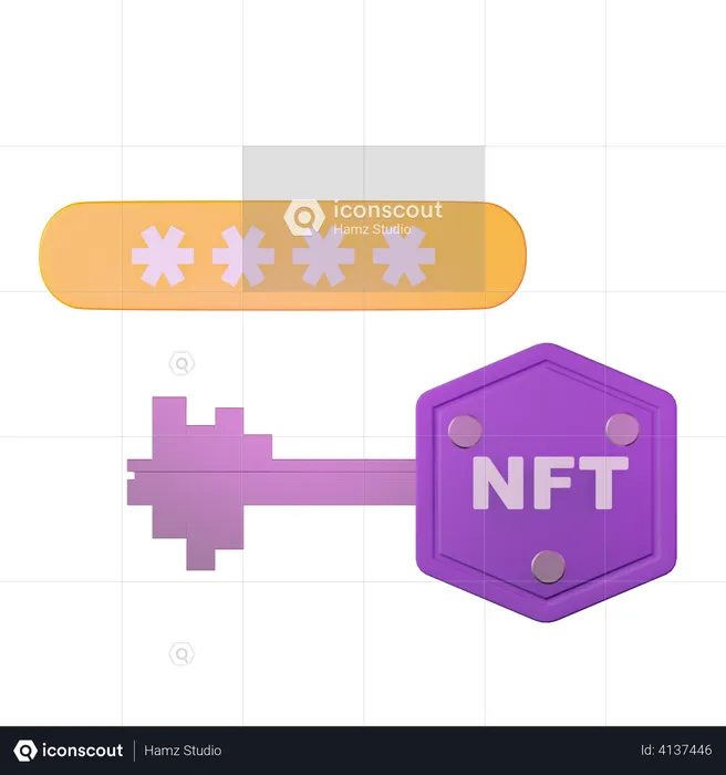 Chave de segurança nft  3D Illustration