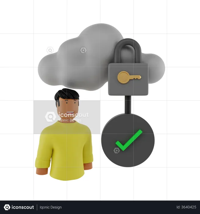 Check Cloud Security  3D Illustration