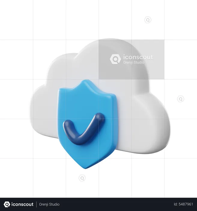Check Cloud Security  3D Icon