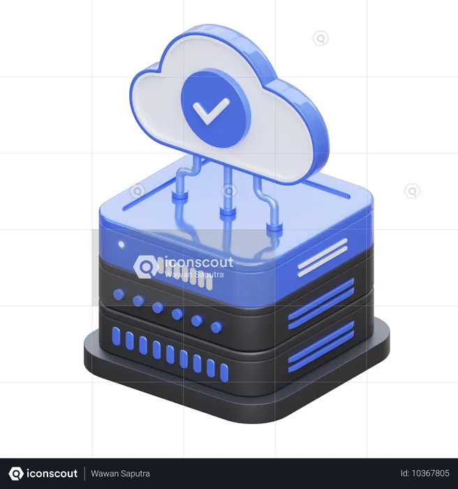 Check Cloud Server  3D Icon