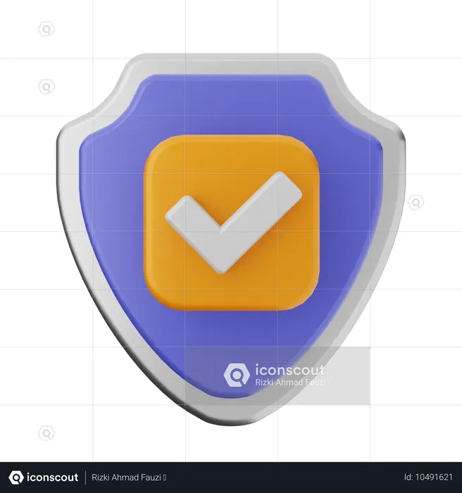 Check Shield Protection  3D Icon