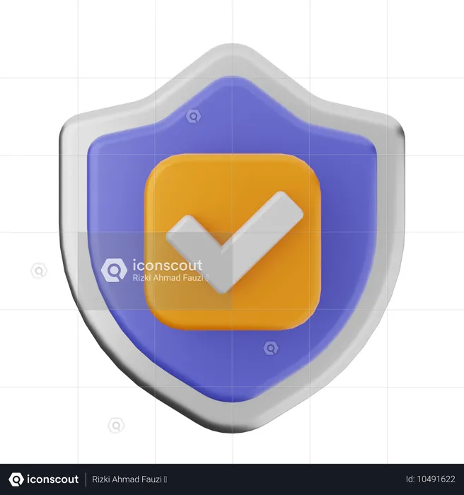 Check Shield Protection  3D Icon