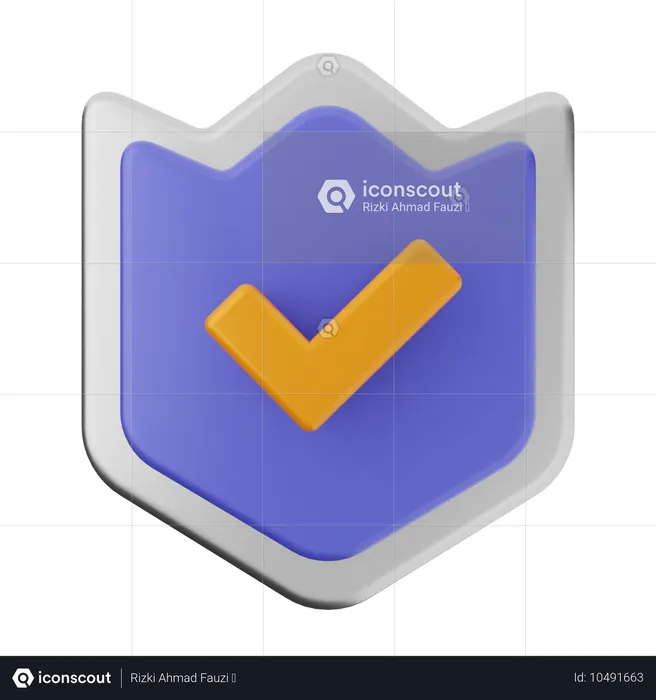 Check Shield Protection  3D Icon