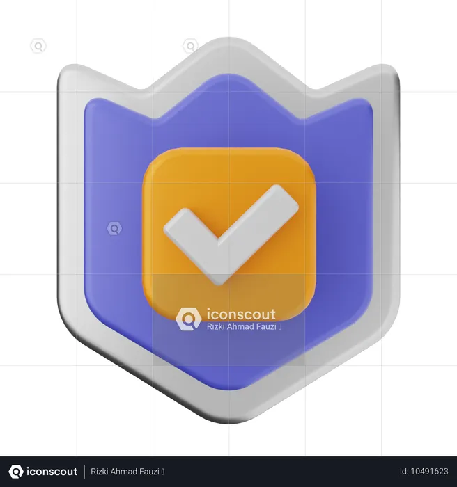 Check Shield Protection  3D Icon