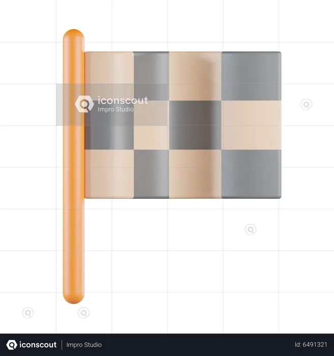 Checkered Finish Flag  3D Icon