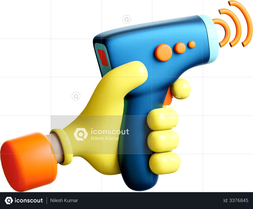 Checking temperature with hand thermometer  3D Illustration