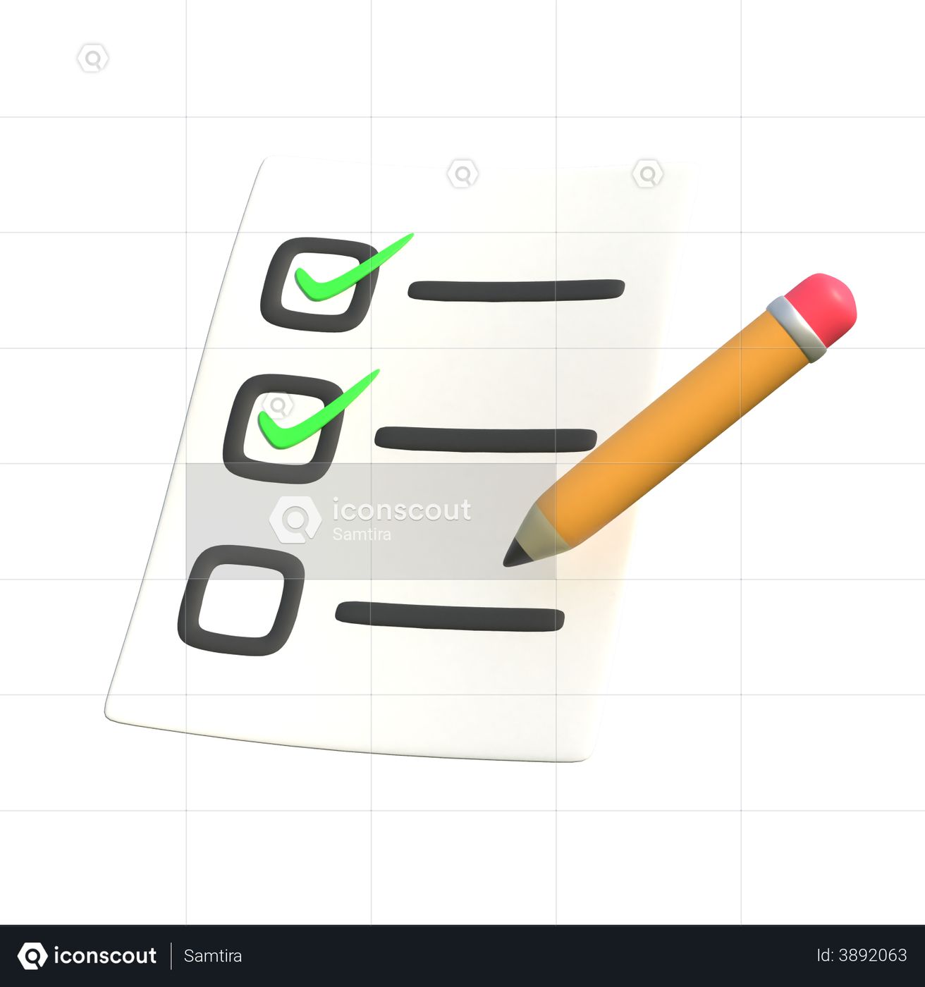 Premium Checklist 3D Illustration download in PNG, OBJ or Blend format