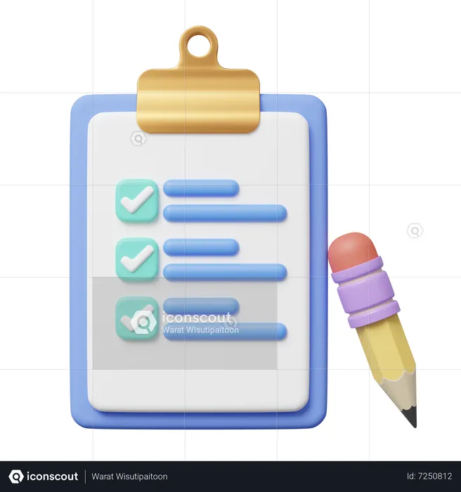 Checklist And Pencil  3D Icon