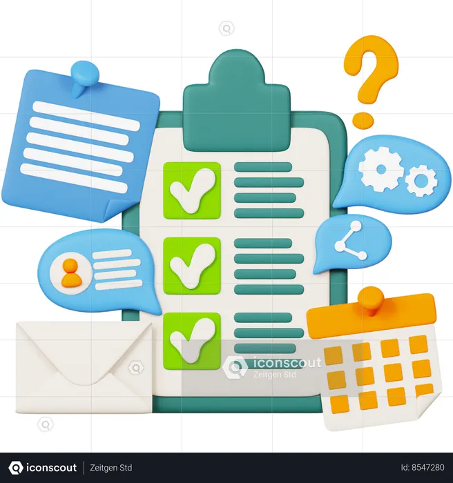 Checklist Application Form Document On Clipboard  3D Icon