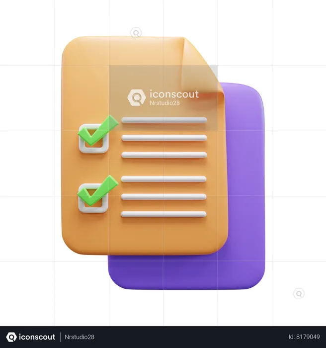 Checklist Document  3D Icon