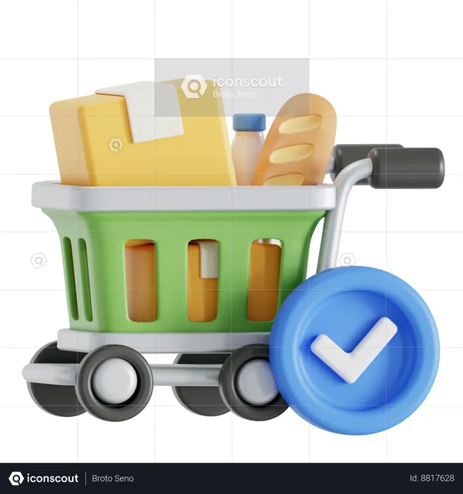 Checkout with shopping trolley  3D Icon