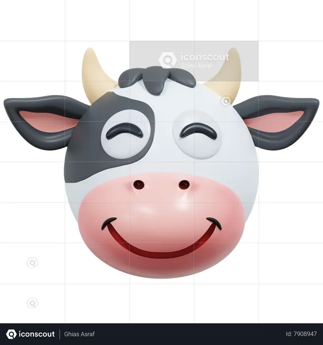 Cheeky Smile Cow Emoji 3D Icon