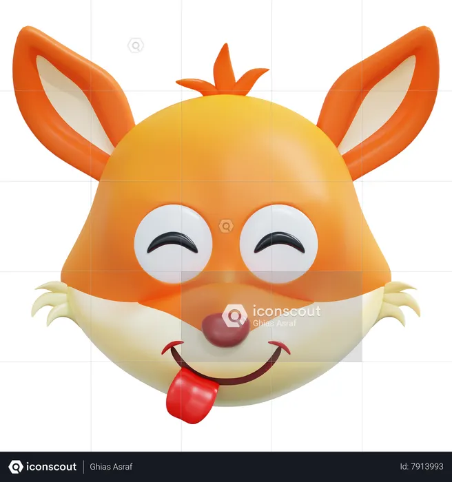 Cheeky Smile Fox Emoticon Emoji 3D Icon