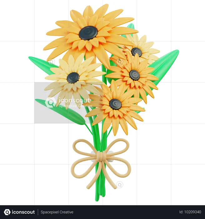 明るいガーベラの花束  3D Icon