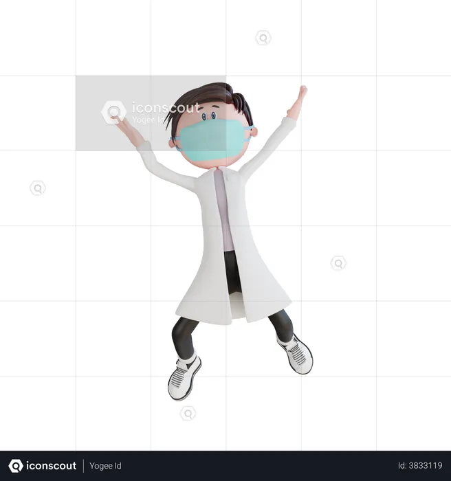 Cheerful young doctor  3D Illustration