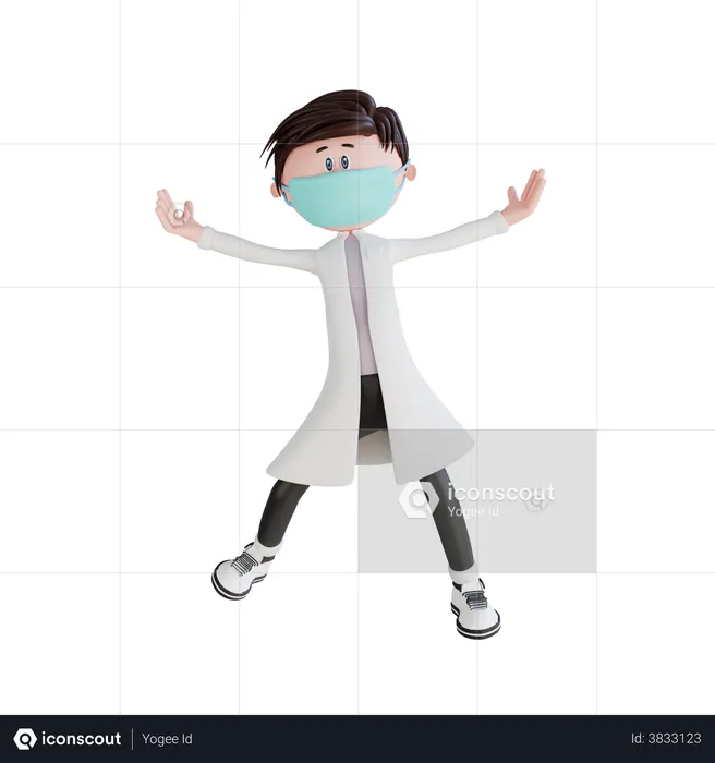 Cheerful Young doctor  3D Illustration