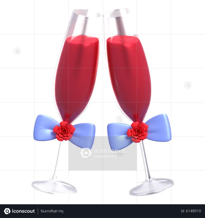 Cheers Wine Glass  3D Icon