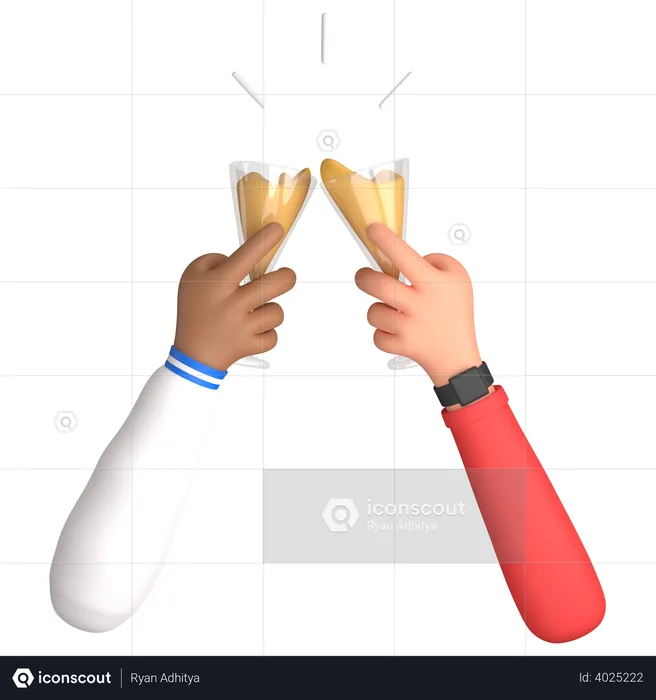 Cheers with friend  3D Illustration