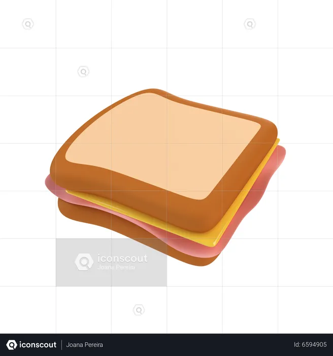 Cheese And Ham Toast  3D Icon