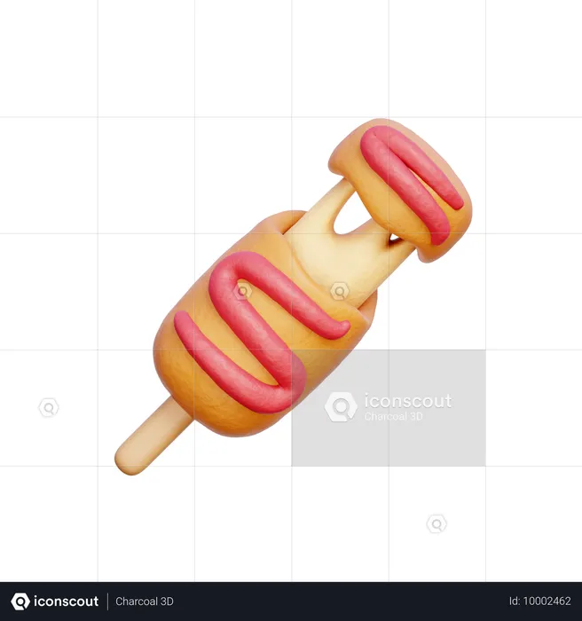 Cheese Corn Dog  3D Icon