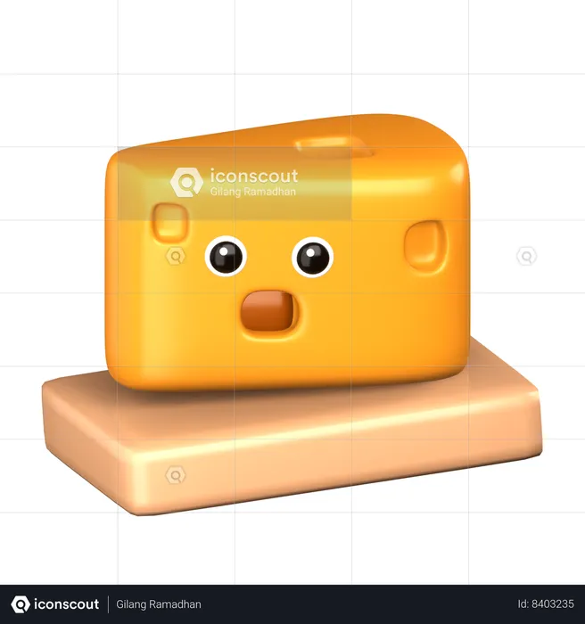 Cheese Shocked Emoji 3D Icon