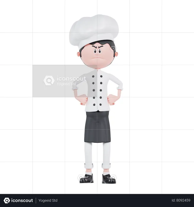 Chef Angry Pose  3D Illustration