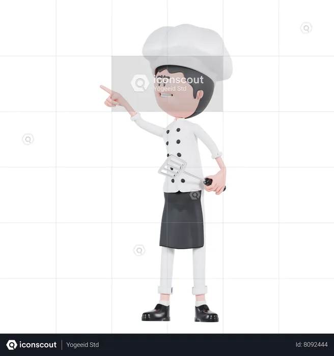 Chef apuntando hacia la derecha  3D Illustration