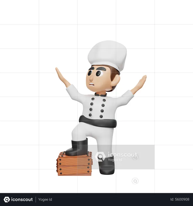 Chef debout sur une boîte  3D Illustration