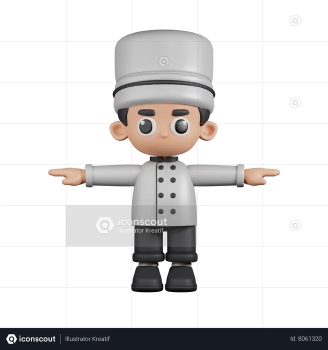 Chef em pose T  3D Illustration