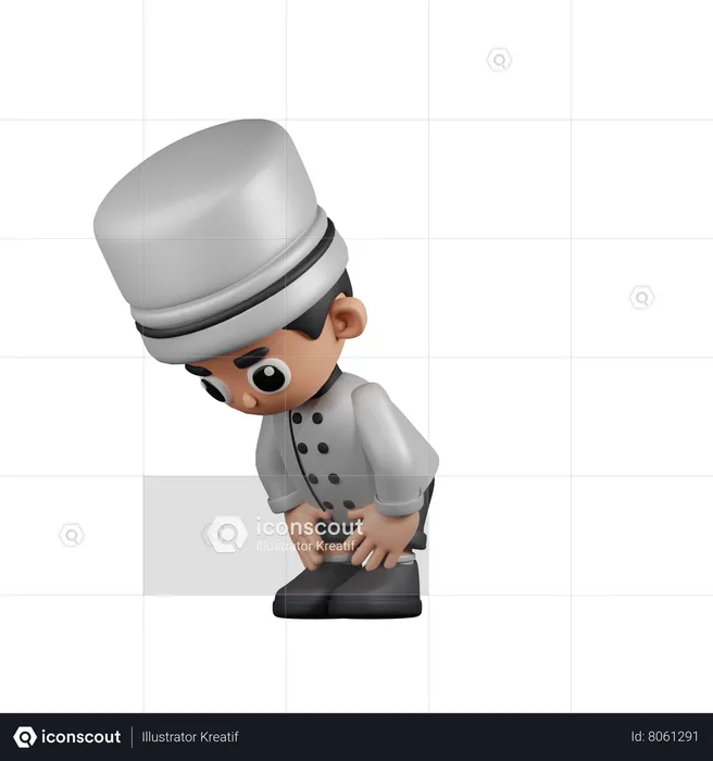 Chef fazendo uma pausa  3D Illustration