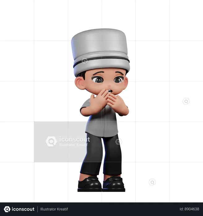 Chef fofo com medo  3D Illustration