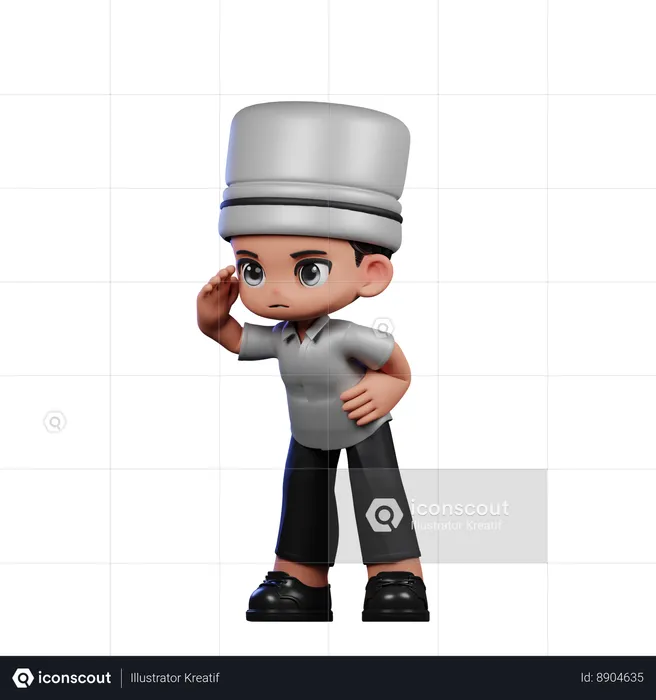 Chef fofo fazendo pose de aparência  3D Illustration