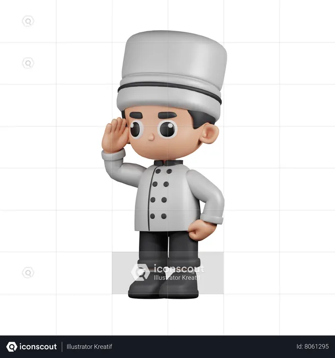 Chef Giving Salute  3D Illustration