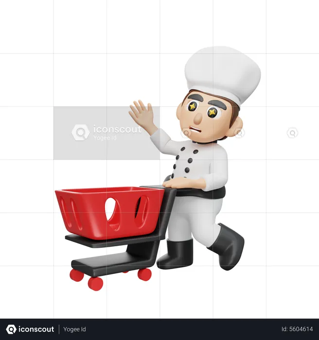 Chef Going For Shopping  3D Illustration