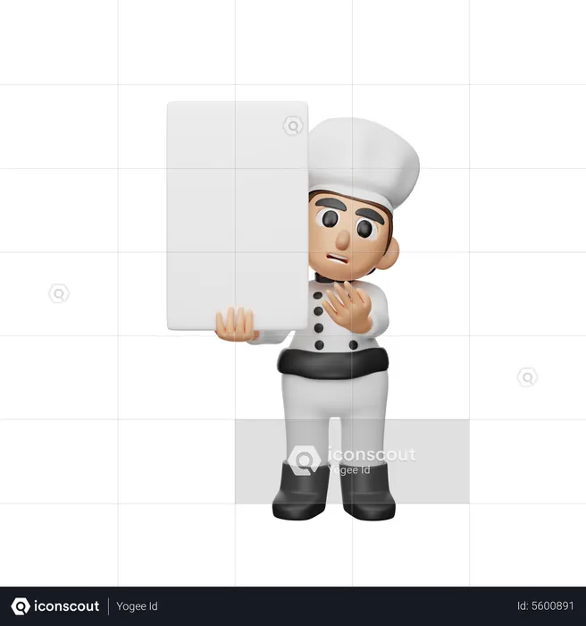 Chef holding blank space board  3D Illustration
