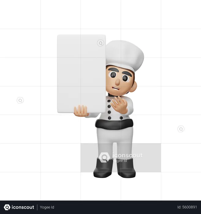 Chef tenant un tableau d'espace vide  3D Illustration