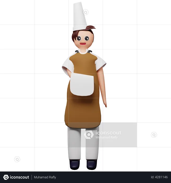 Chef holding cleaning cloth  3D Illustration