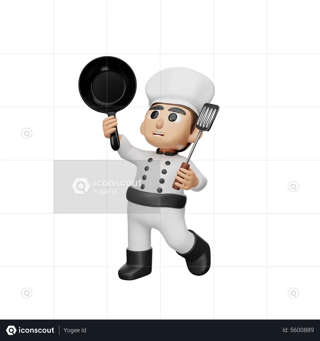 Chef Holding Kitchen Tool  3D Illustration