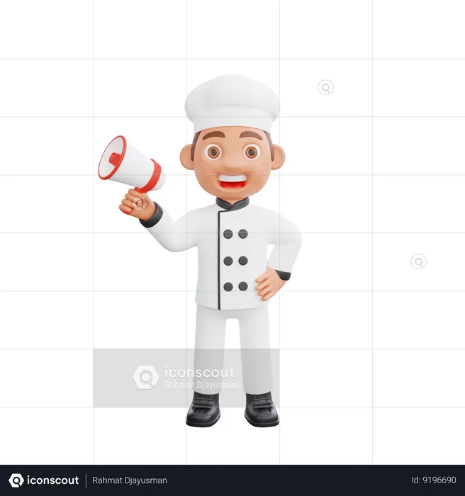 Chef Holding megaphone  3D Illustration