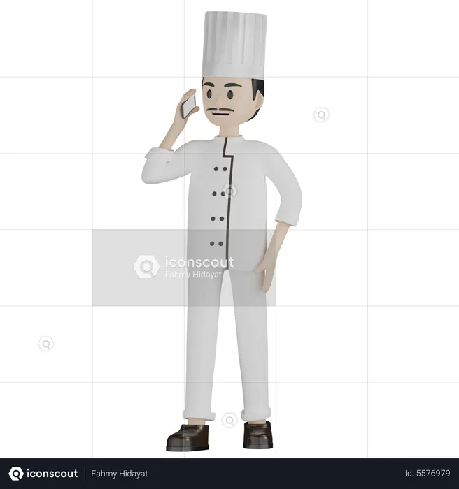 Chef masculino falando ao telefone  3D Illustration