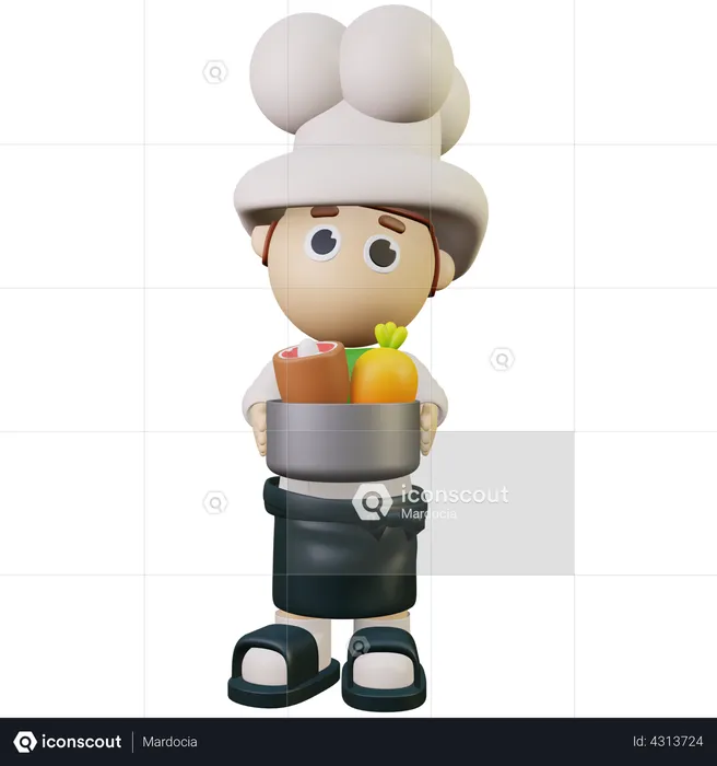 Chef making vegetable recipe  3D Illustration