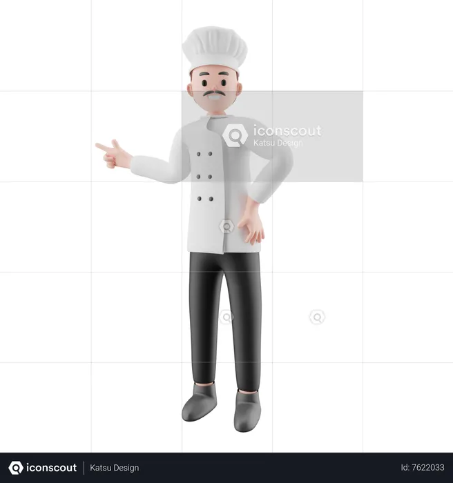 Chef mostrando algo  3D Illustration
