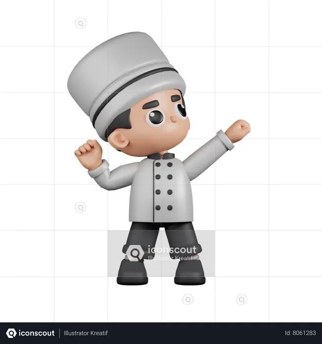 Chef parecendo vitorioso  3D Illustration